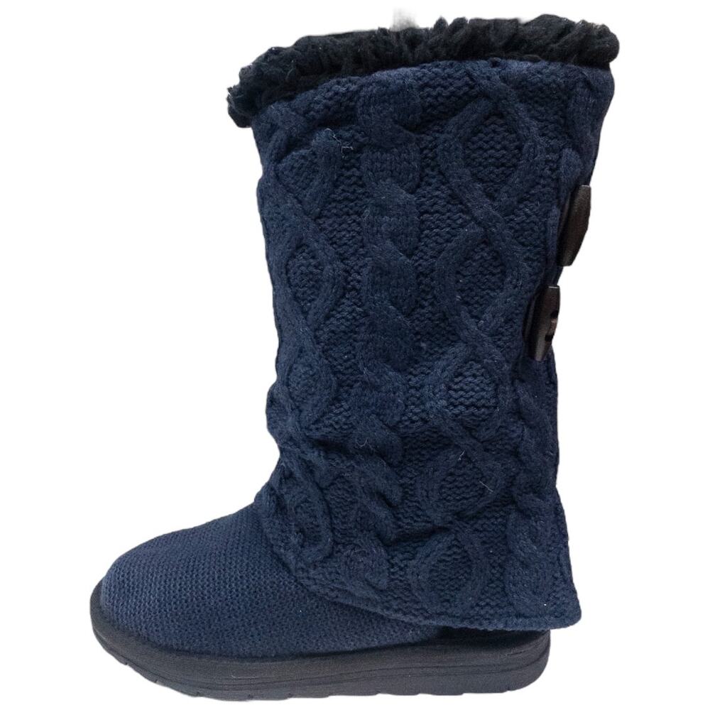 Muk Luks Knit Sweater Shawna Winter Boots Women's size 8 Navy Blue